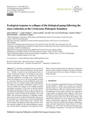 Ecological Response to Collapse of the Biological Pump Following the Mass Extinction at the Cretaceous–Paleogene Boundary
