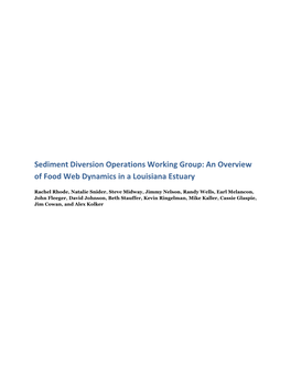 Sediment Diversion Operations Working Group: an Overview of Food Web Dynamics in a Louisiana Estuary