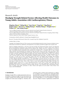 Handgrip Strength-Related Factors Affecting Health Outcomes in Young Adults: Association with Cardiorespiratory Fitness