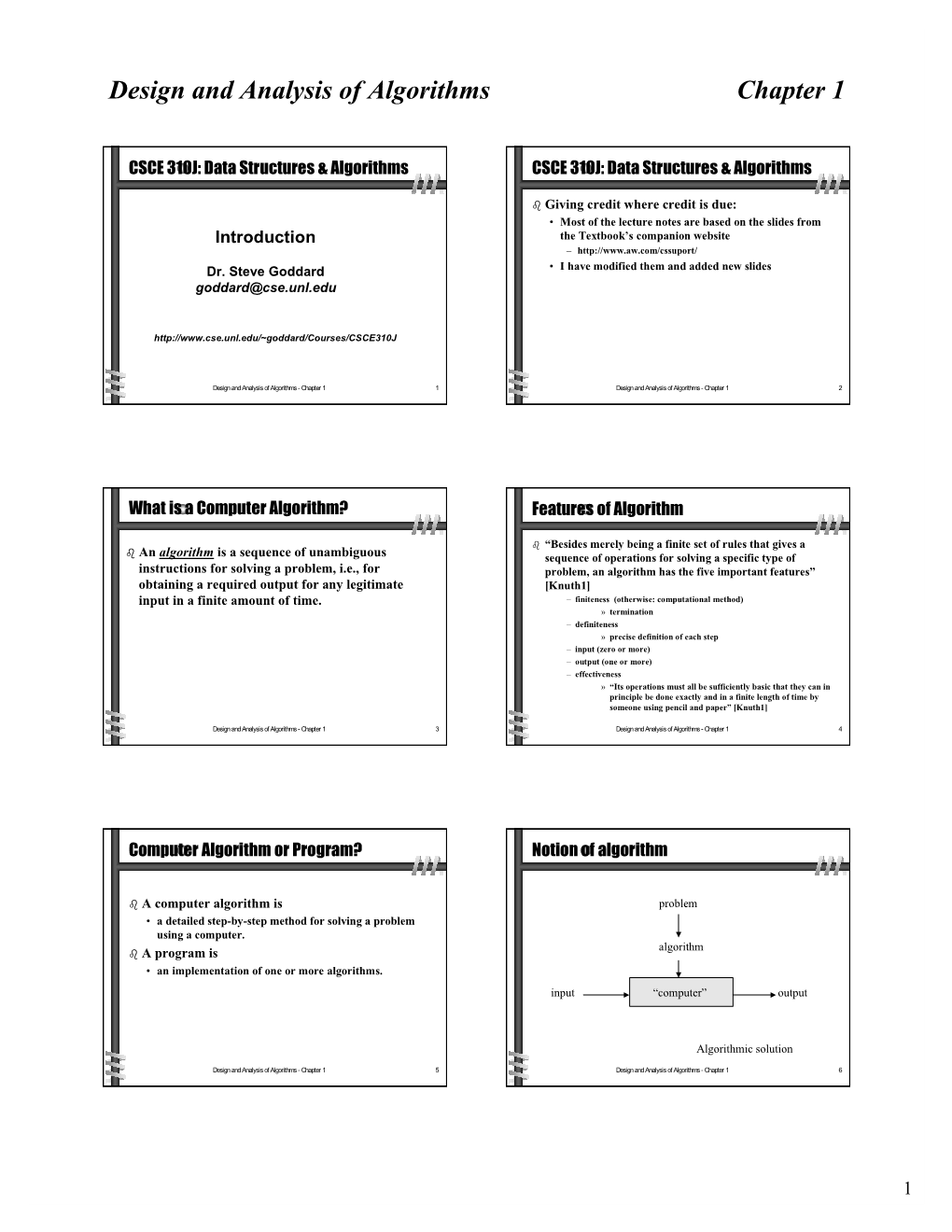 Design and Analysis of Algorithms Chapter 1