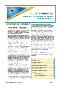 Blue Swimmer Newsletter of the Friends of Gulf St Vincent Issue 25, May 2015