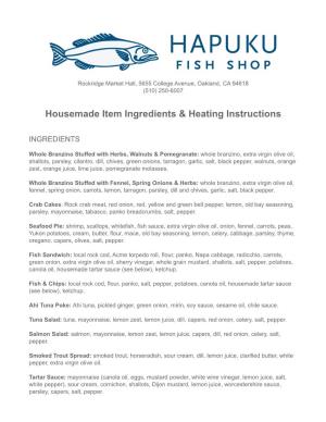 Hapuku Ingredients & Heating Instructions 2021
