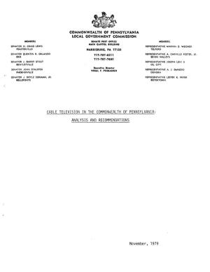 Cable Television in the Commonwealth of Pennsylvania Analysis and Recommendations, November 1979