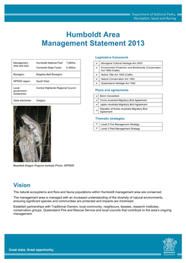 Humboldt Area Management Statement 2013