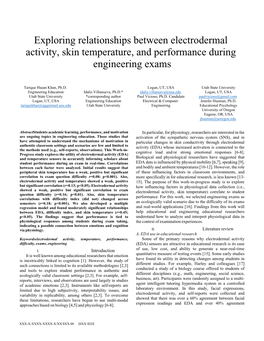 Exploring Relationships Between Electrodermal Activity, Skin Temperature, and Performance During Engineering Exams