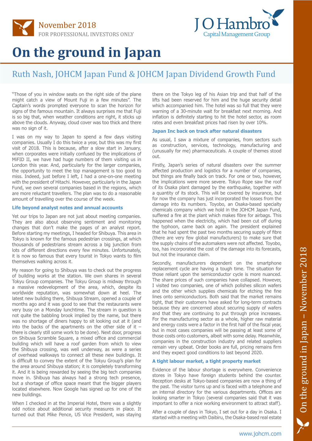 On the Ground in Japan Ruth Nash, JOHCM Japan Fund & JOHCM Japan Dividend Growth Fund