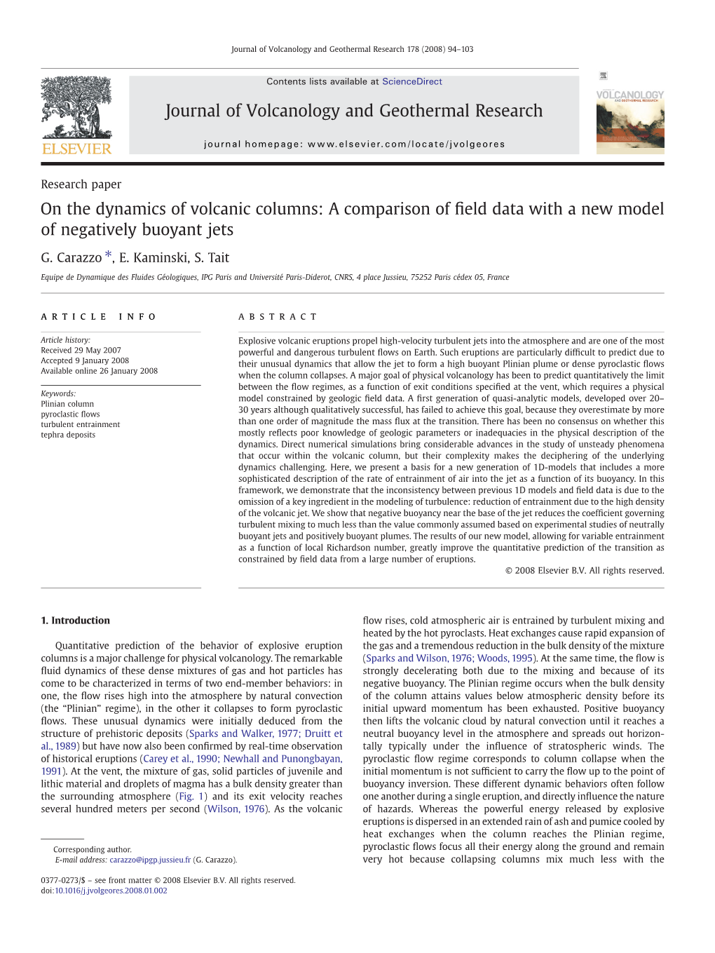 On the Dynamics of Volcanic Columns: a Comparison of Field Data with A