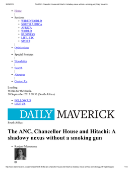 The ANC, Chancellor House and Hitachi: a Shadowy Nexus Without A