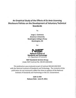 An Empirical Study of the Effects of Ex Ante Licensing Disclosure Policies on the Development of Voluntary Technical Standards