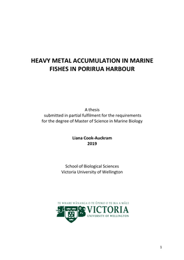 Heavy Metal Accumulation in Marine Fishes in Porirua Harbour