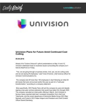 Univision Plans for Future Amid Continued Cost Cutting