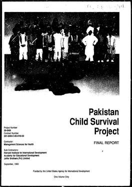 Pakistan Child Survival Project Number 39-0496 Contract Number Project 391-04 96-C-00-0769-00