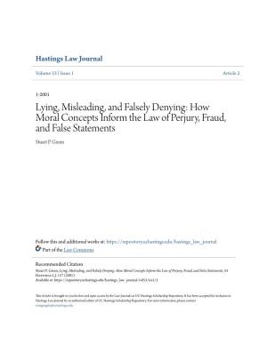 How Moral Concepts Inform the Law of Perjury, Fraud, and False Statements Stuart P