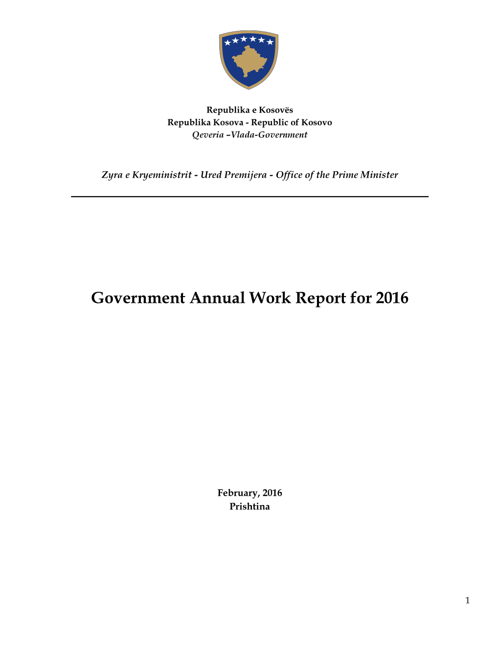 Government Annual Work Report for 2016