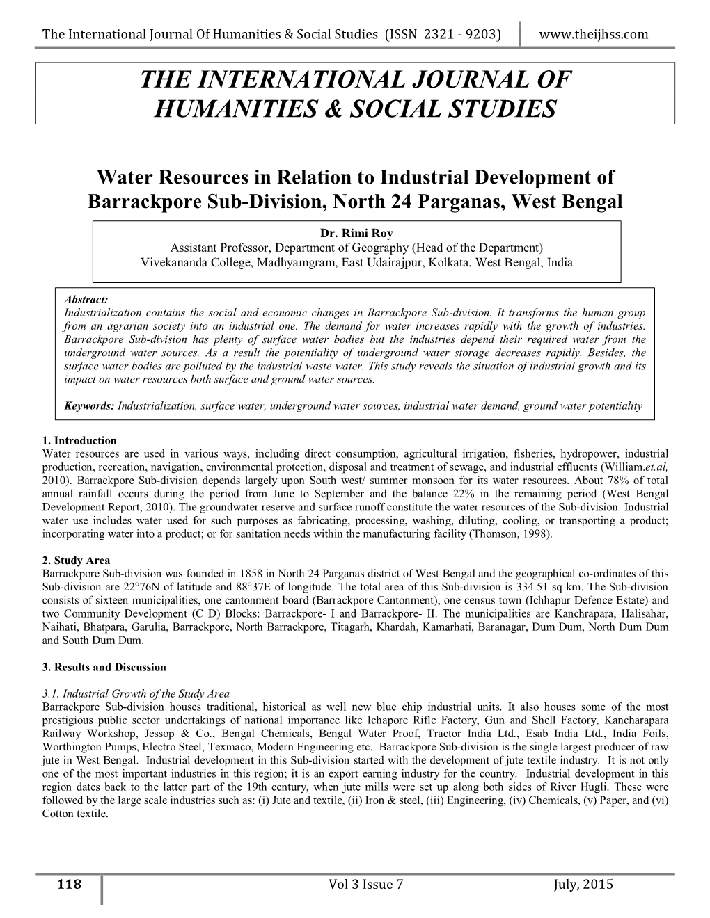 The International Journal of Humanities & Social Studies