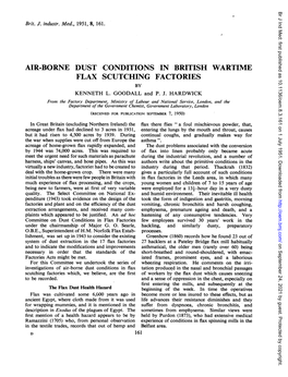 Air-Borne Dust Conditions in British Wartime Flax Scutching Factories by Kenneth L