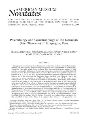 Paleontology and Geochronology of the Deseadan (Late Oligocene) of Moquegua, Peru´