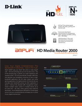 HD Media Router 2000 for Uninterrupted HD Media and Gaming DIR-827