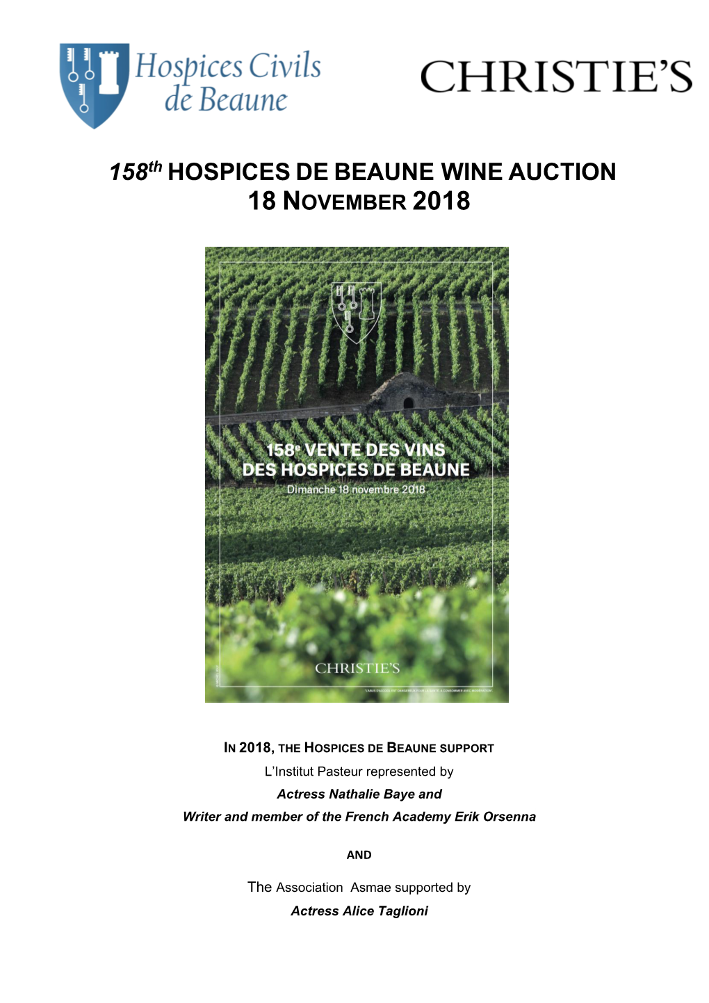 158TH HOSPICES DE BEAUNE WINE AUCTION Mr Poher - Director of Hospices Civils De Beaune