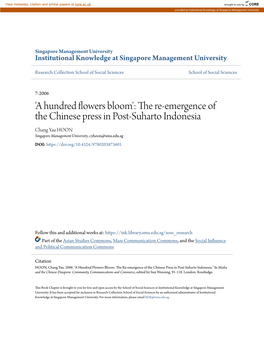 The Re-Emergence of the Chinese Press in Post-Suharto Indonesia