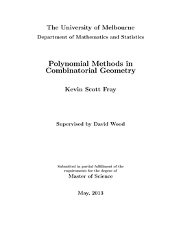 Polynomial Methods in Combinatorial Geometry