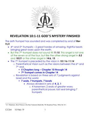 Revelation 10:1-11 God's Mystery Finished