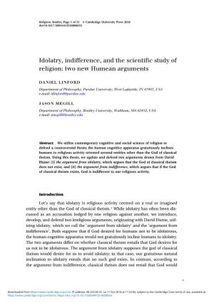 Idolatry, Indifference, and the Scientific Study of Religion: Two New Humean Arguments