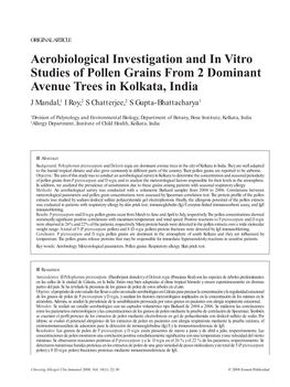 Aerobiological Investigation and in Vitro Studies of Pollen Grains From