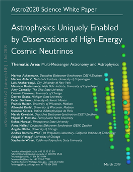Astrophysics Uniquely Enabled by Observations of High-Energy Cosmic Neutrinos