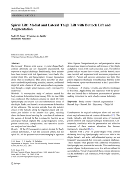 Spiral Lift: Medial and Lateral Thigh Lift with Buttock Lift and Augmentation