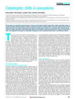 Catastrophic Shifts in Ecosystems