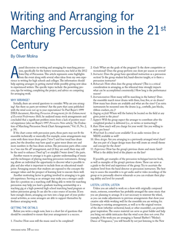Writing and Arranging for Marching Percussion in the 21St Century by Oliver Molina