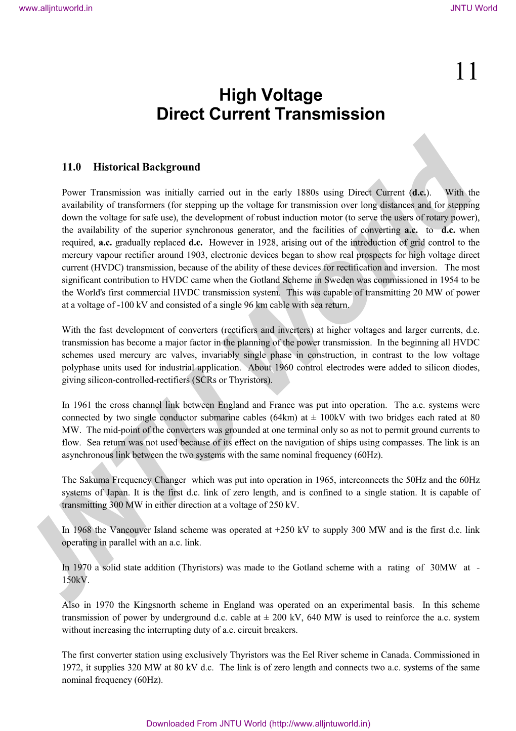 Hvdc Transmission Notes