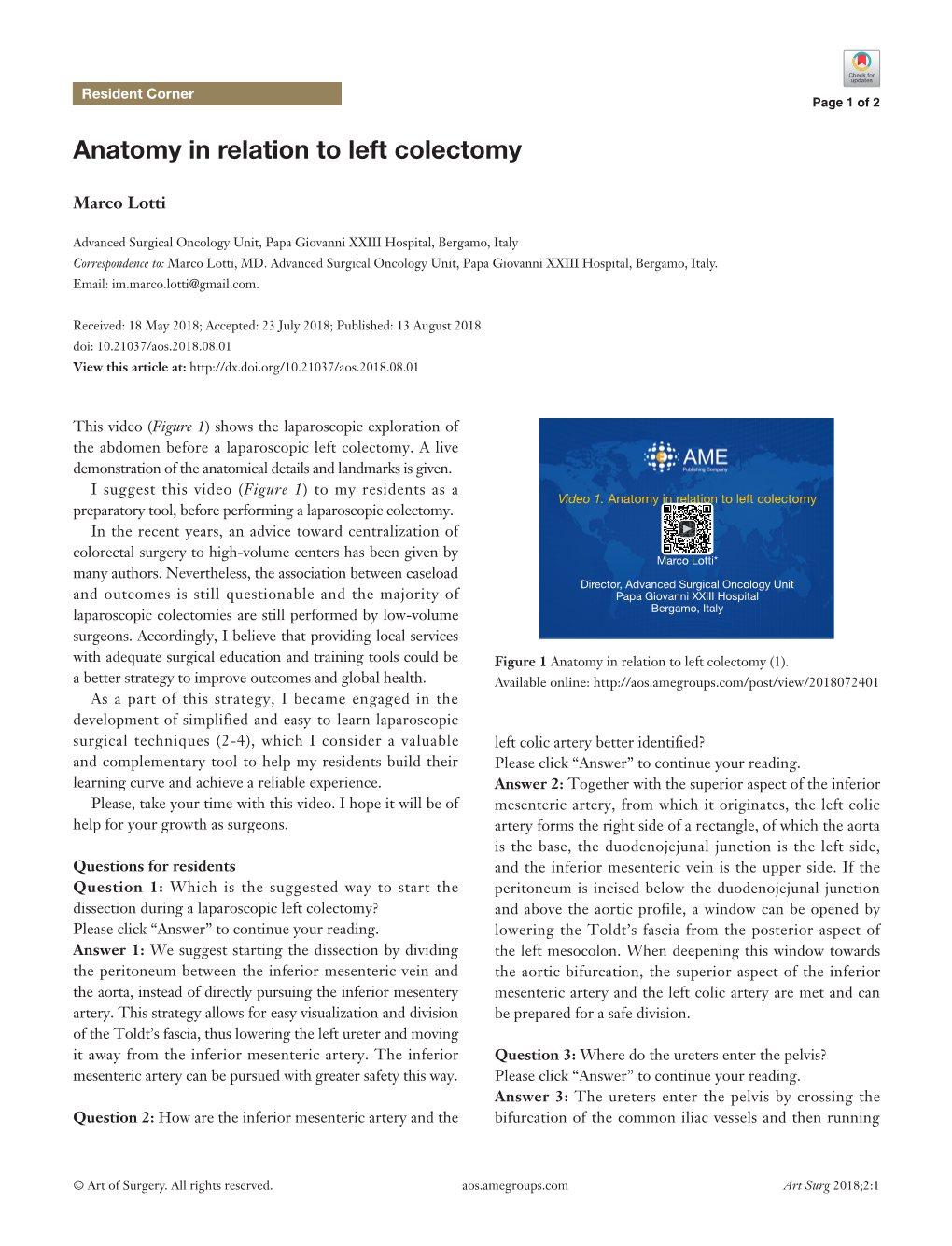 Anatomy in Relation to Left Colectomy