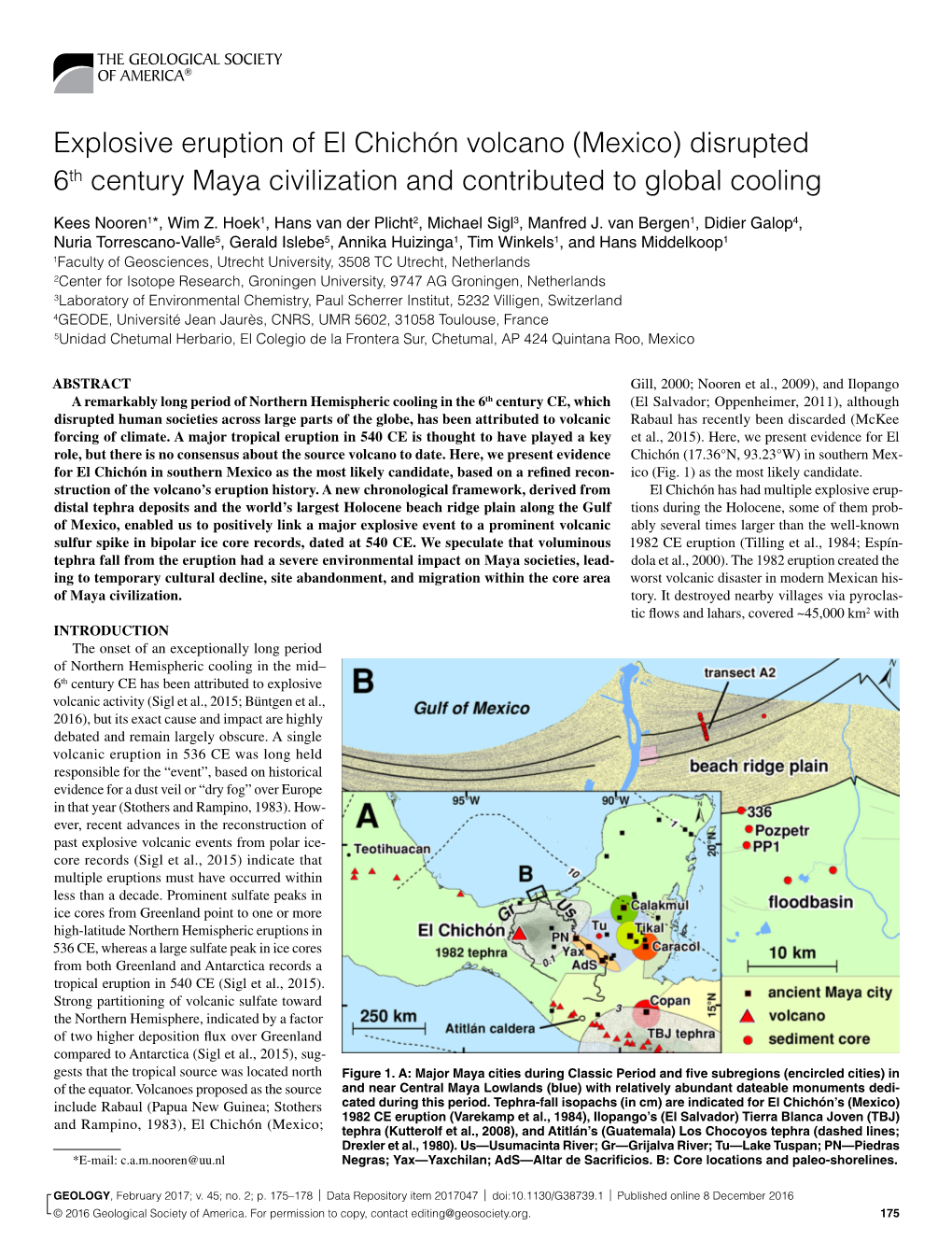 Explosive Eruption of El Chichón Volcano (Mexico) Disrupted 6Th Century Maya Civilization and Contributed to Global Cooling