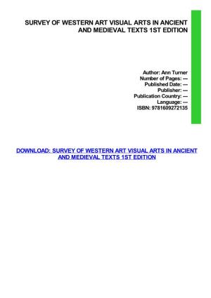 Survey of Western Art Visual Arts in Ancient and Medieval Texts 1St Edition