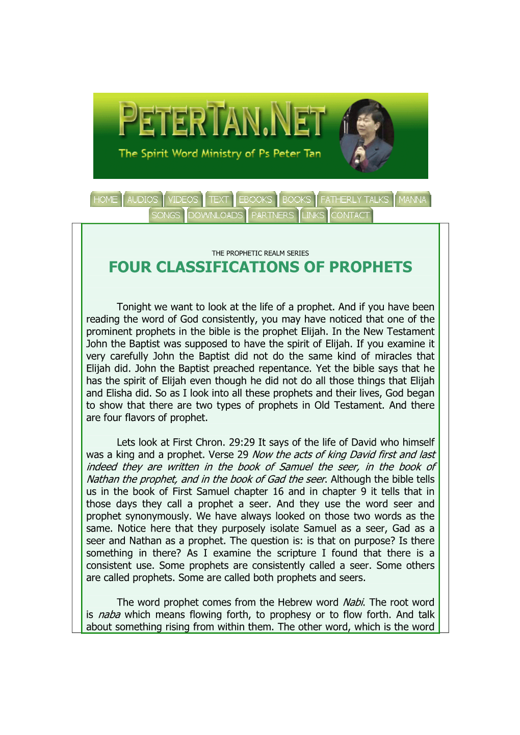 Four Classifications of Prophets