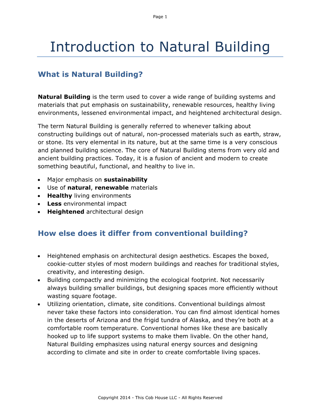 Introduction to Natural Building
