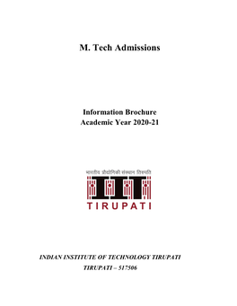 M. Tech Admissions