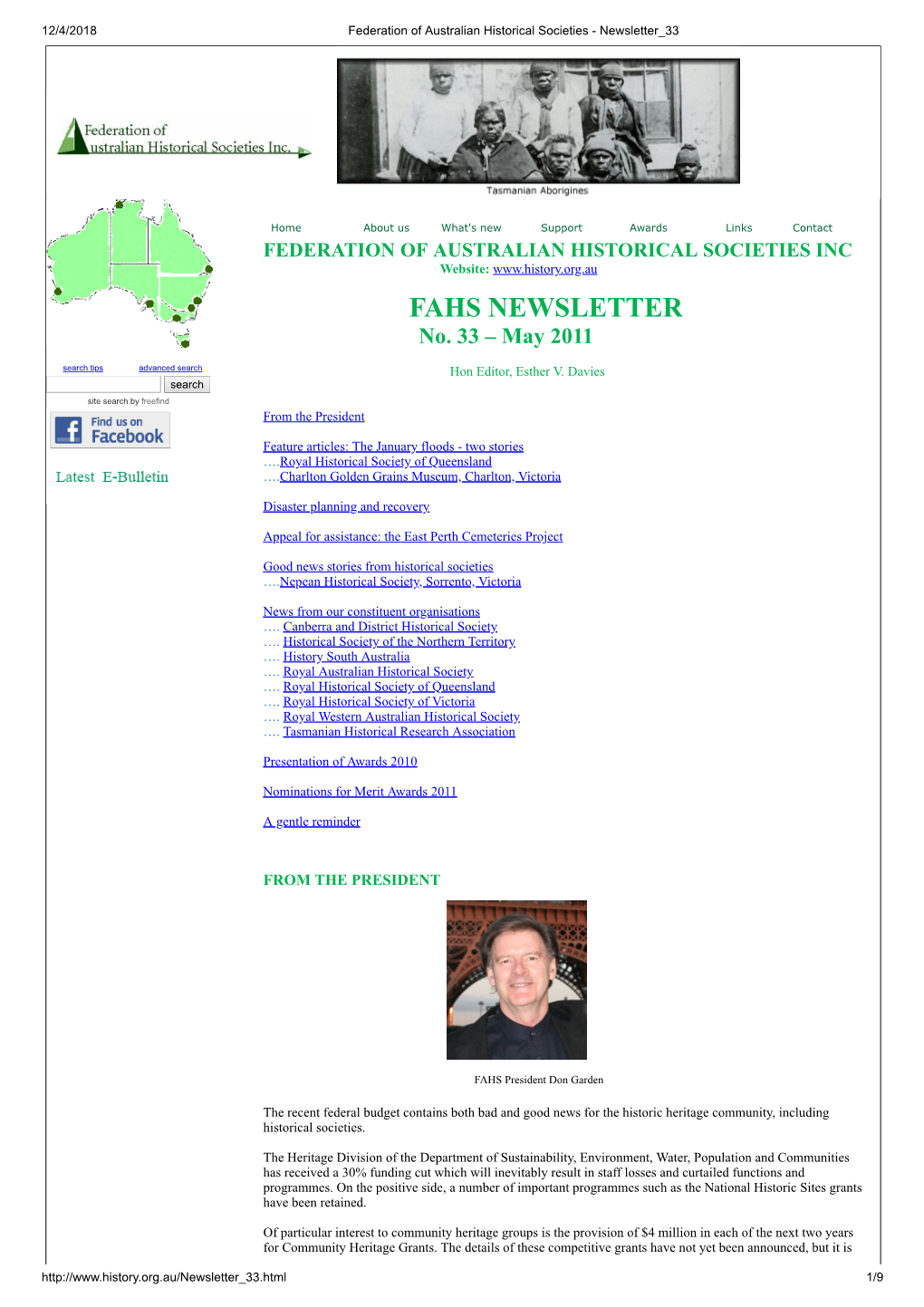 FAHS NEWSLETTER No