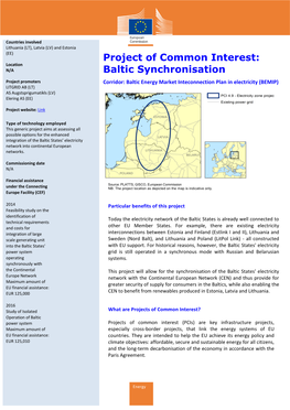 Project of Common Interest: Baltic Synchronisation