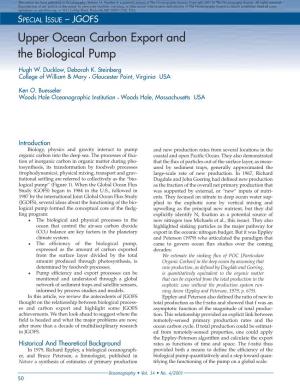 Upper Ocean Carbon Export and the Biological Pump