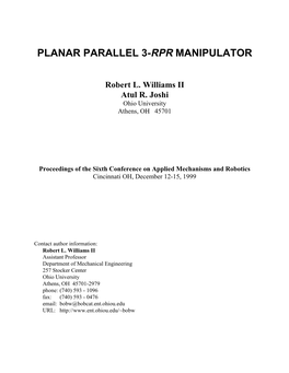 Planar Parallel 3-Rpr Manipulator