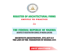 REGISTER of ARCHITECTURAL FIRMS ENTITLE to PRACTICE In
