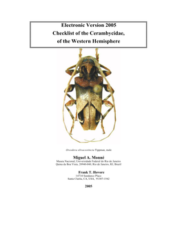 Electronic Version 2005 Checklist of the Cerambycidae, of the Western Hemisphere