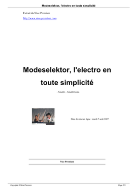 Modeselektor, L'electro En Toute Simplicité