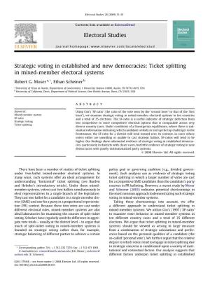 Strategic Voting in Established and New Democracies: Ticket Splitting in Mixed-Member Electoral Systems