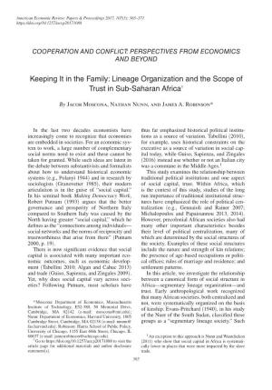 Lineage Organization and the Scope of Trust in Sub-Saharan Africa†