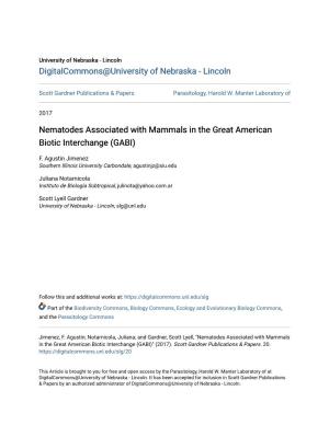 Nematodes Associated with Mammals in the Great American Biotic Interchange (GABI)