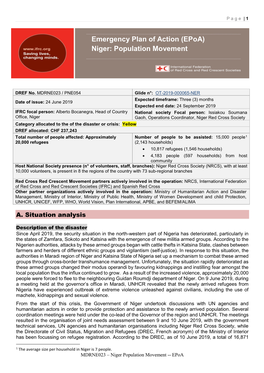 Emergency Plan of Action (Epoa) Niger: Population Movement